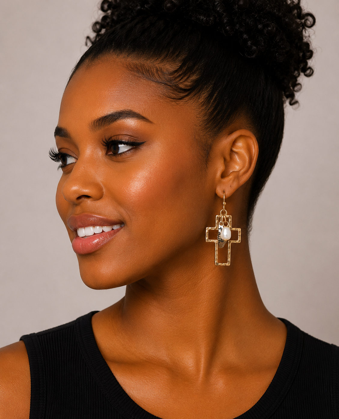 Faith Cross Drop Earrings