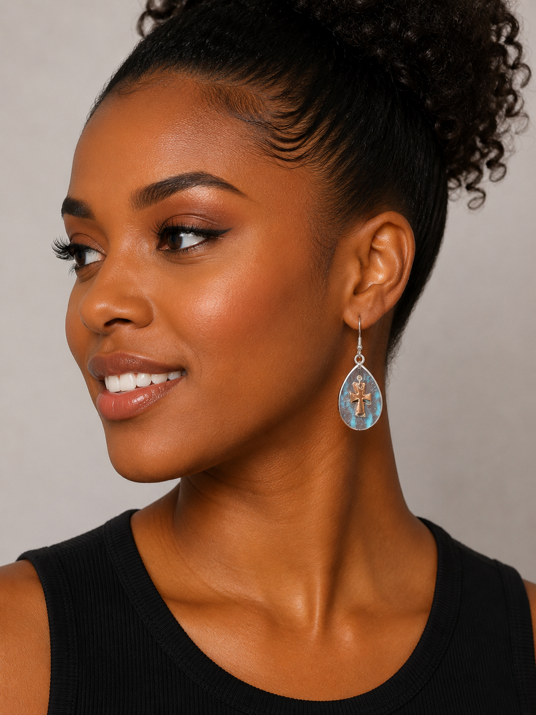Faith & Grace Cross Teardrop Earrings