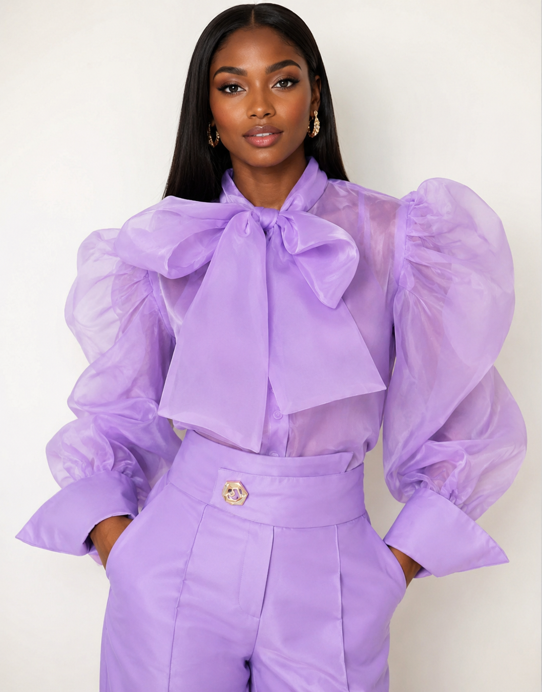 Lavender Organza Statement Blouse