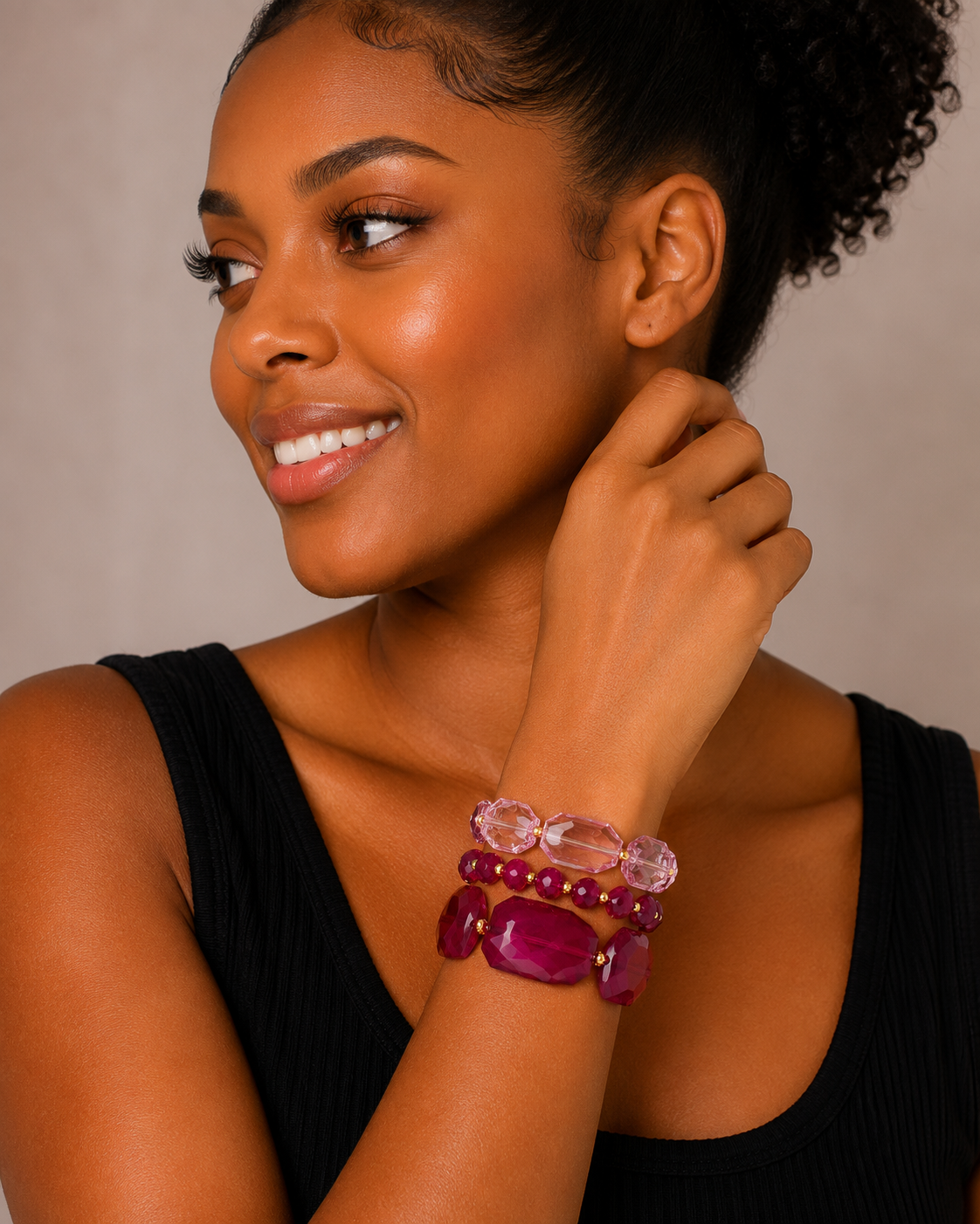Radiant Berry Crystal Stretch Bracelet