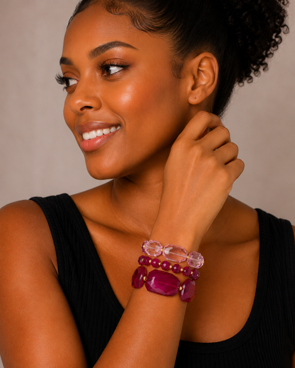 Radiant Berry Crystal Stretch Bracelet