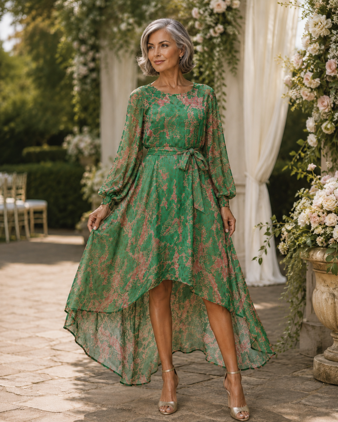 Pink and Green Flare Dress