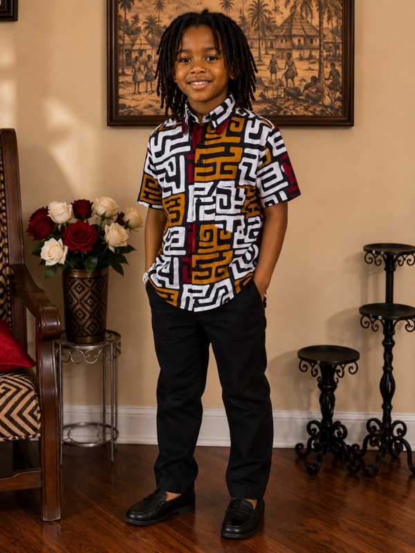 Mudcloth Print Child's Button Down 6T
