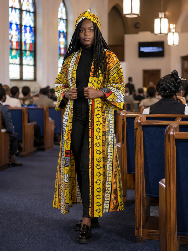 African Long Kimono with Headwrap FJ009-687