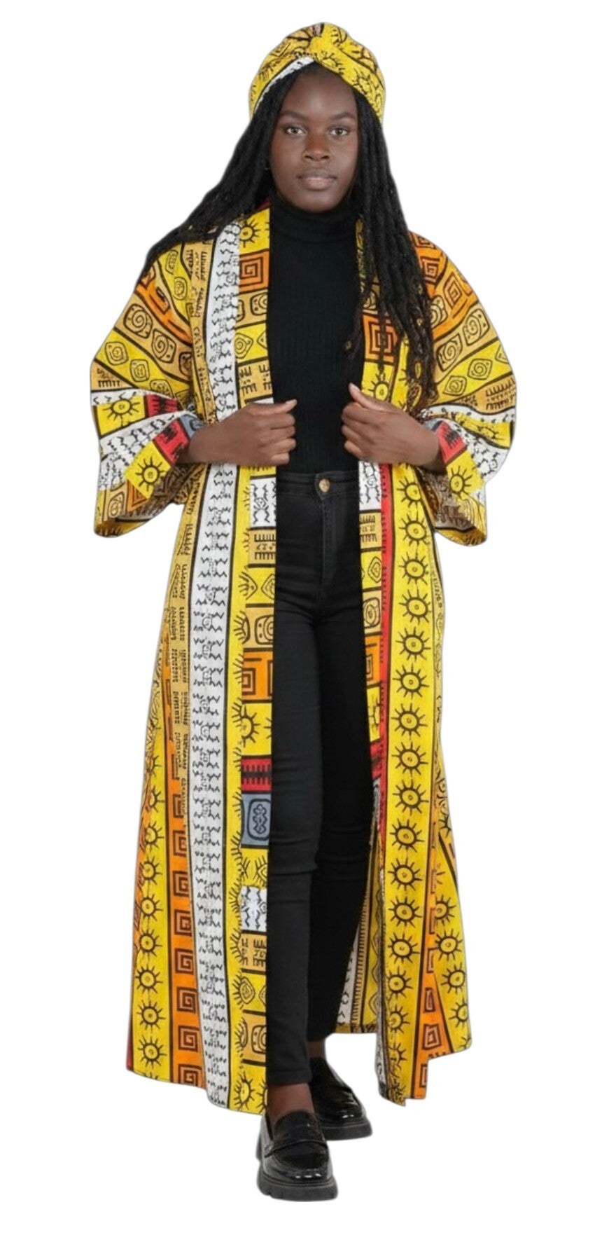 African Long Kimono with Headwrap FJ009-687