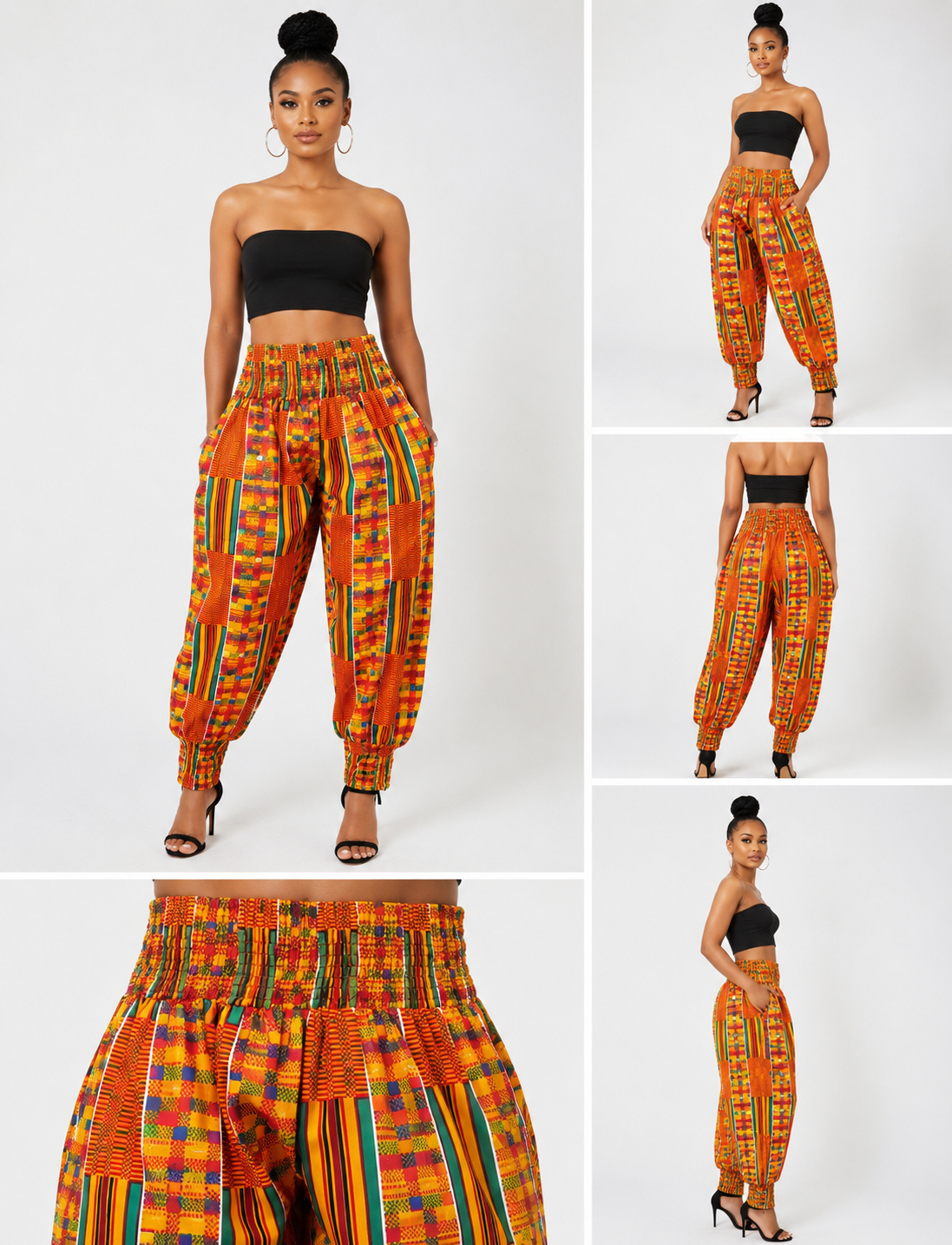 Kente Pants, Headwrap and Face Mask