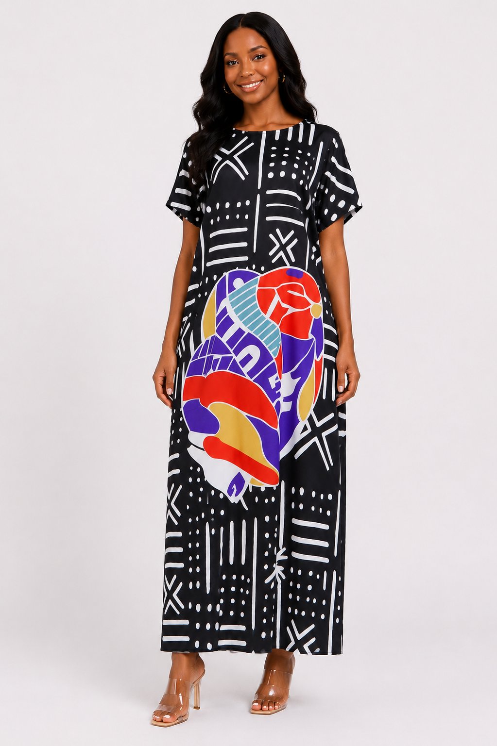 Geometric Tribal Print Cap Sleeve Dress