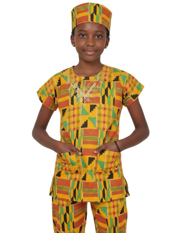 Child's Kente Set Dashiki, Pants and Kufi