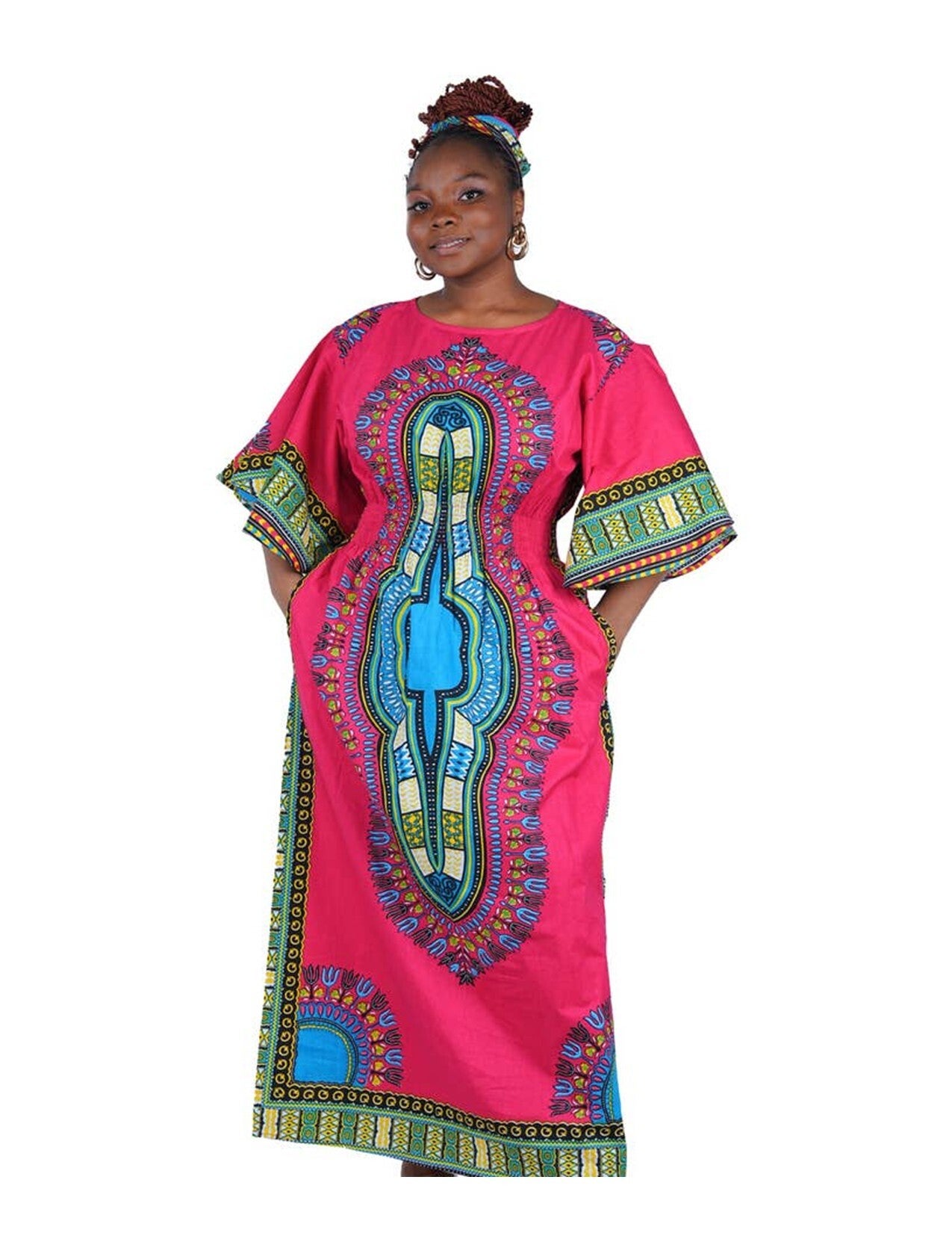Dashiki Dress Hot Pink DRS014