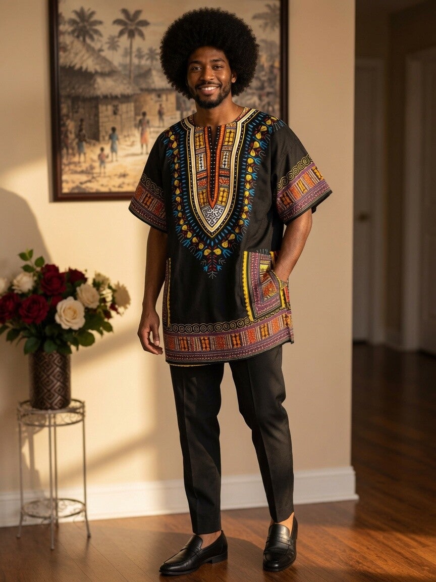 Dashiki Black Red Yellow Blue White