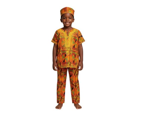 Child's Kente Set Dashiki, Pants and Kufi - KBS 15