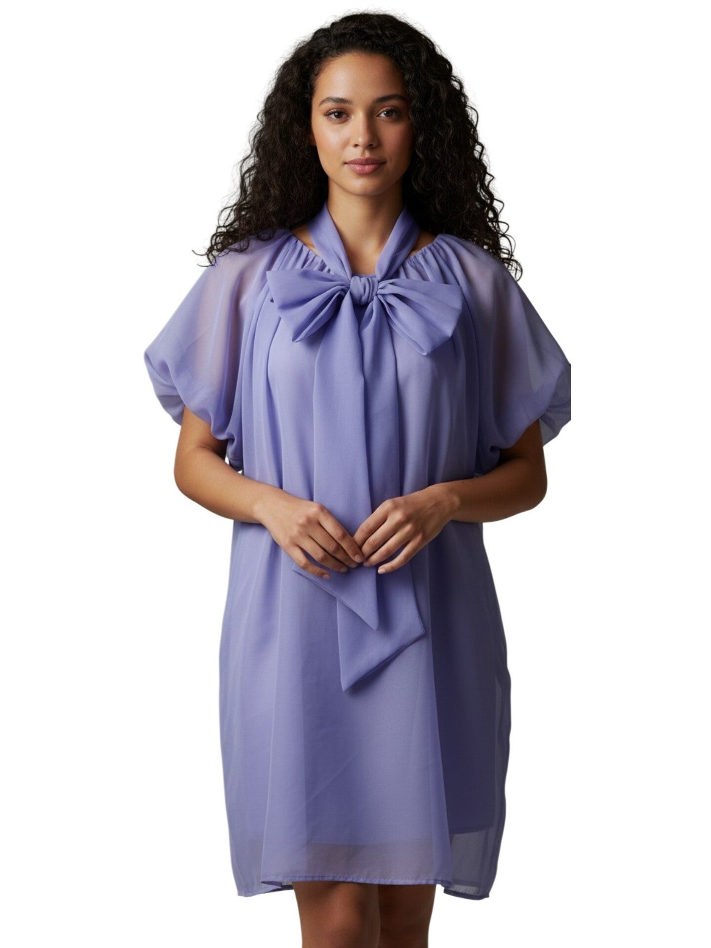 Purple Mini Bow Tie Dress