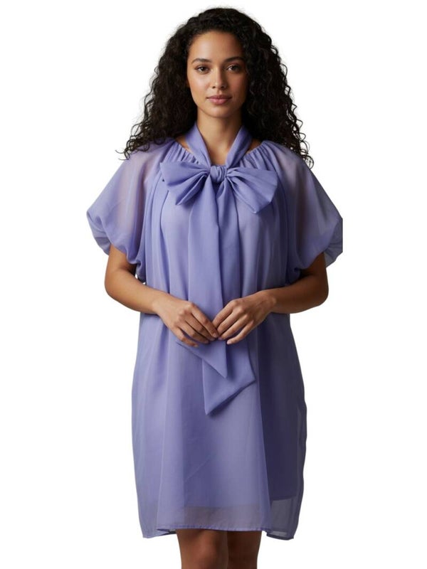 Purple Mini Bow Tie Dress