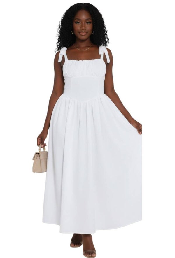 White Summer Tie Straps Dress