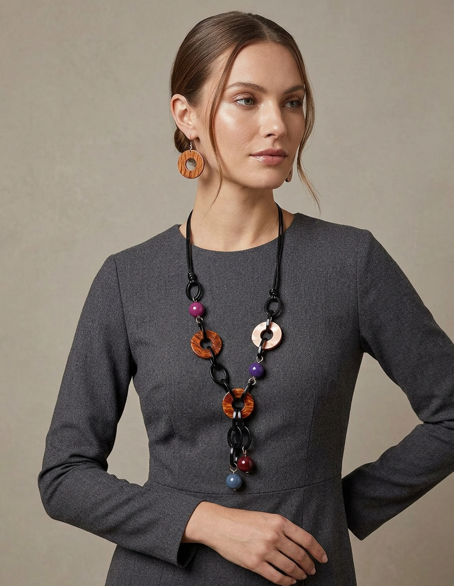 Circle Ball Lucite Necklace and Earrings Set