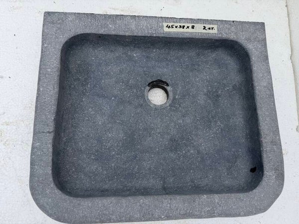 Spoelbak natuursteen zwart-grijs