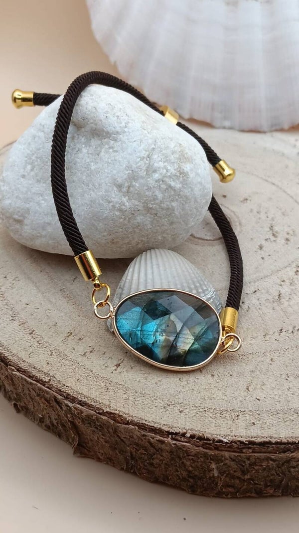Bracelet cordon réglable labradorite