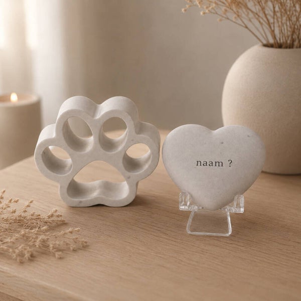 Gedenk set Huisdier – Pootsculptuur met Gepersonaliseerd Hartje