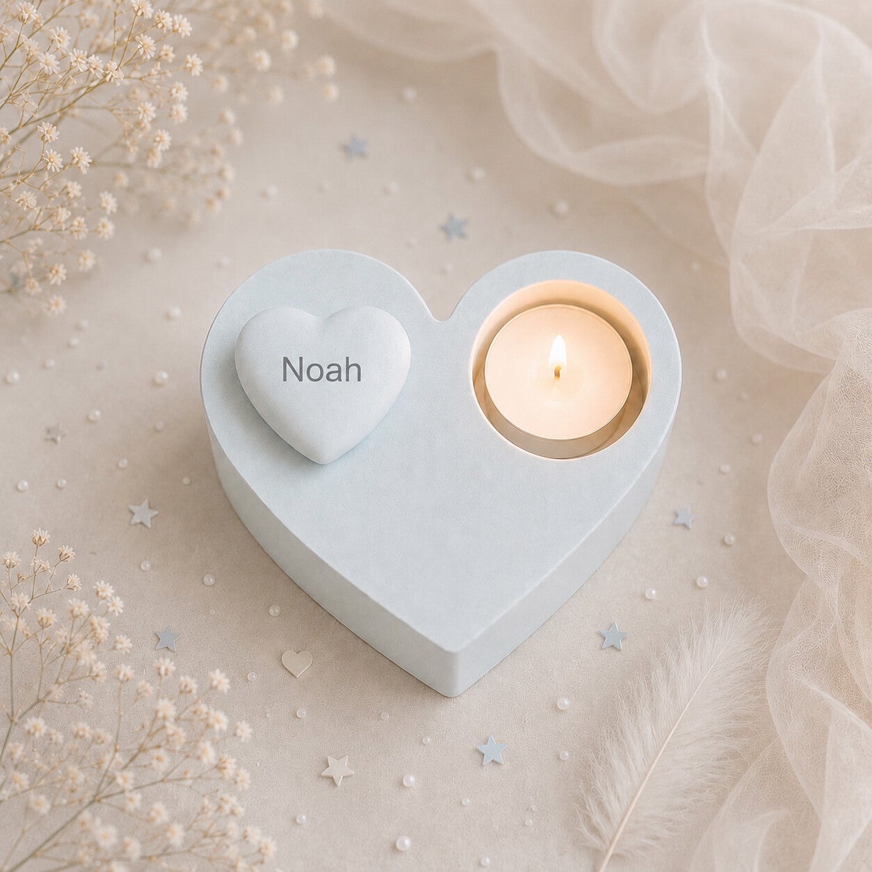 Keepsake urn met  kaarsje voor sterrenkindje met naam