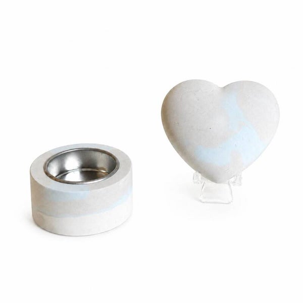 Herinnerings-hart Blue met gedenklichtje