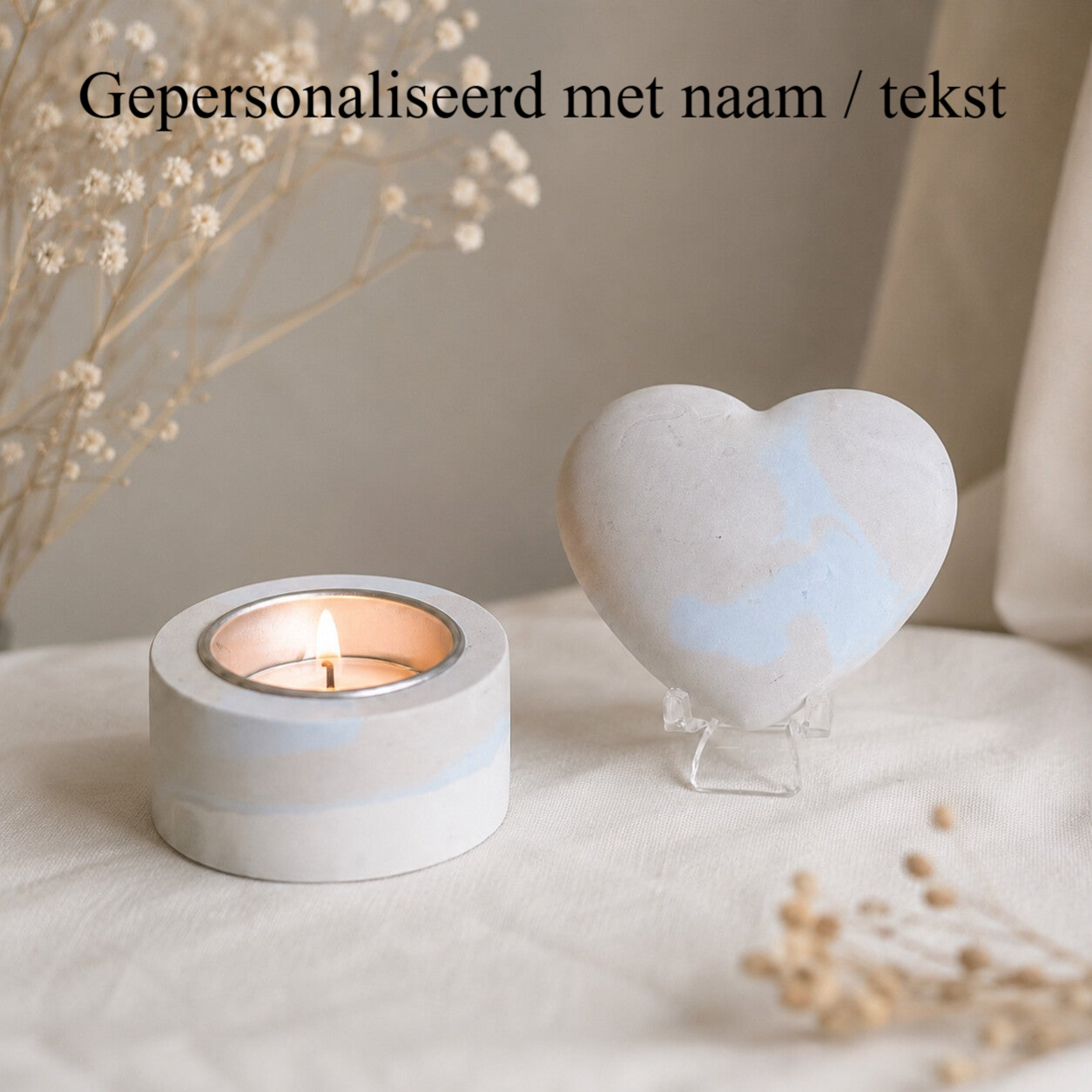 Herinnerings-hart Blue met theelicht
