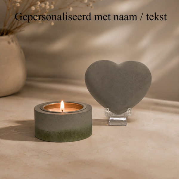 Herinnerings-hart Grey met theelicht