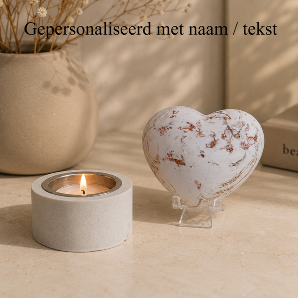 Herinnerings-hart Creme met theelicht