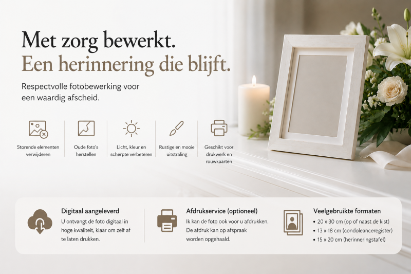 de mogelijkheden voor rouwfotobewerking uitgelegd op deze afbeelding