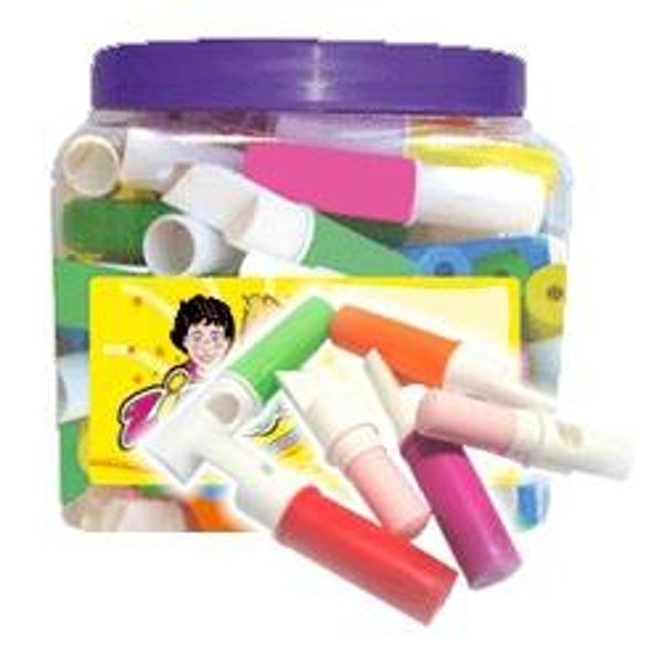 Tubos sifflets avec bonbon intérieur (lot de 10)