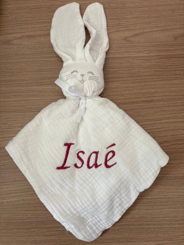 Doudou lapin brodé