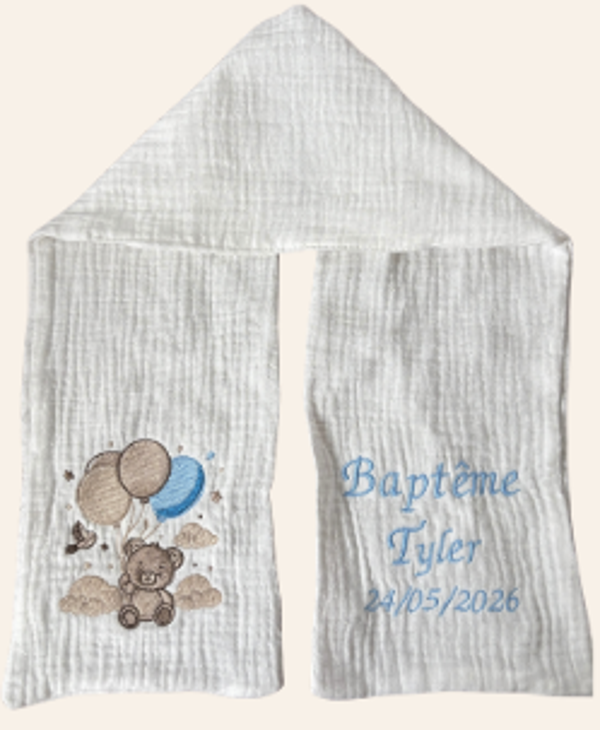 Echarpe de baptême brodée