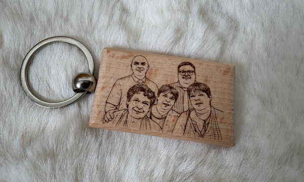 Porte clés en bois personnalisé avec gravure photo