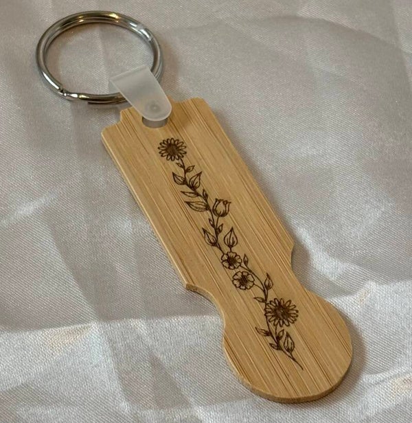 Porte clés jeton de caddie en bois personnalisé gravure
