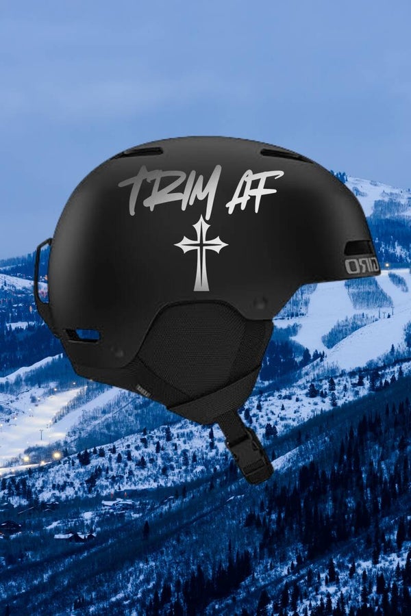 Trimaf cross with wording decal