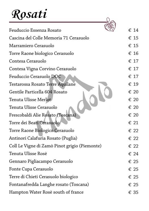 MENù VINI ROSATI