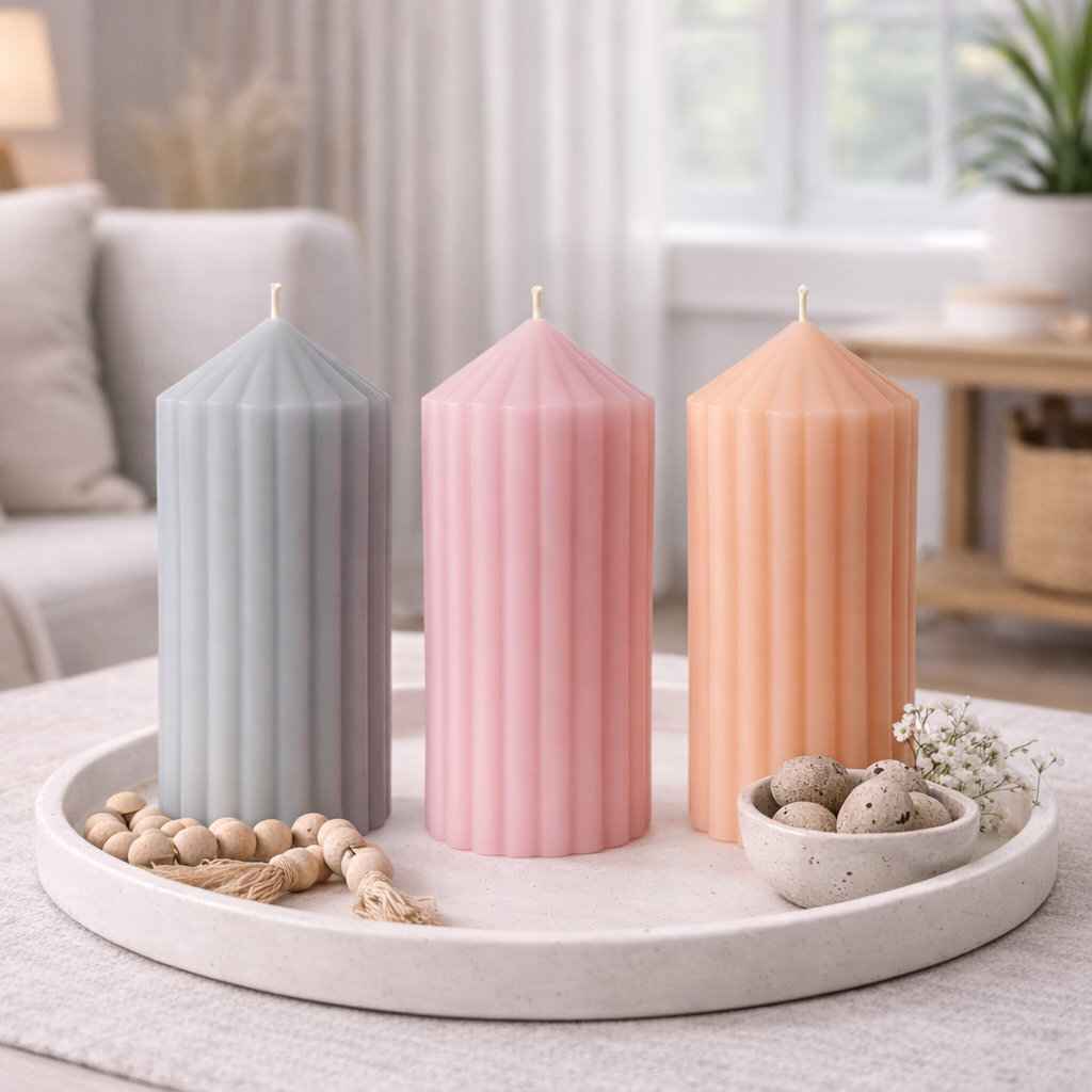 Stumpenkerze gerillt