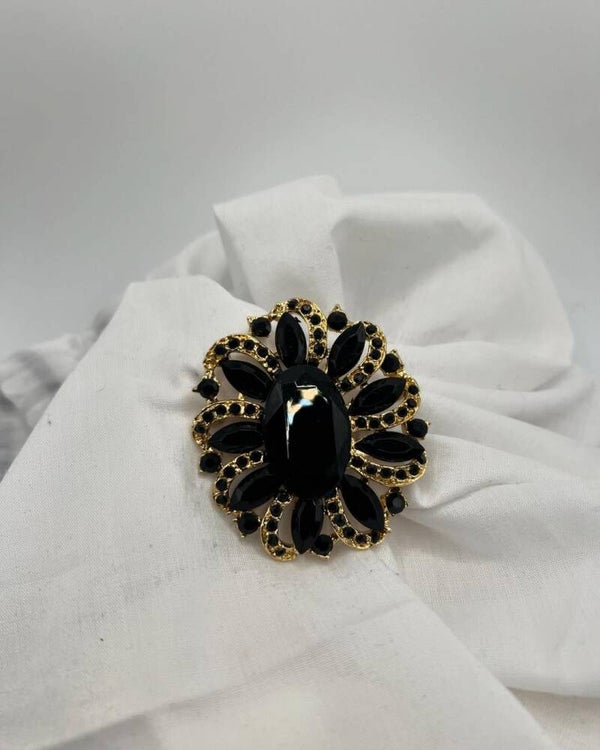 Broche Rosace Noir
