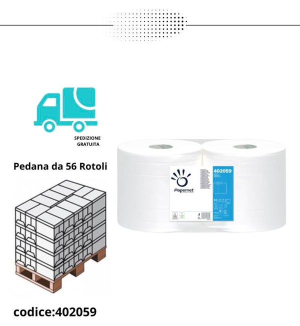 Papernet Bobina Insutriale 402059 bobina di carta 760 strappi conf. 2 rotoli 2 veli (€ 9.80 conf. 2 rotoli)