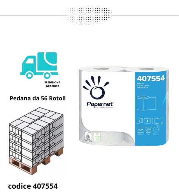 Papernet 407554 carta igienica 4 rotoli 500 strappi compatta 2 veli (€ 2.46 conf. da 4 rotoli)