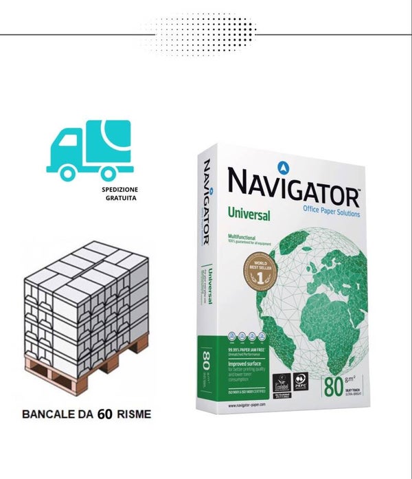 Carta A3 Navigator 80 gr - 60 risme (€ 6.89 la risma)