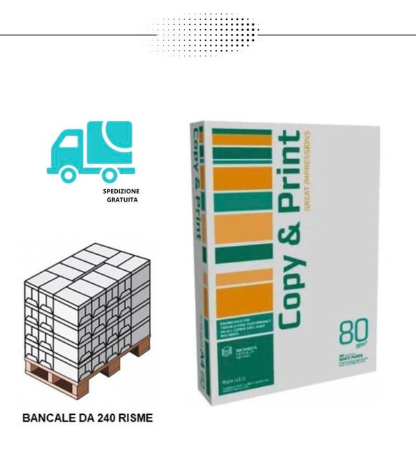 Carta A4 Copy & Print 80 gr - 240 risme (€ 2.38 la risma)