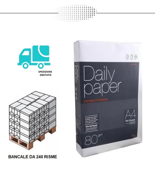 Carta A4Daily Paper 80 gr - 240 risme (€ 2,33 la risma)