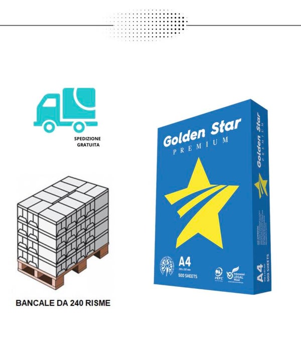 Carta A4 Golden Star 75 gr - 240 risme (€2,39)