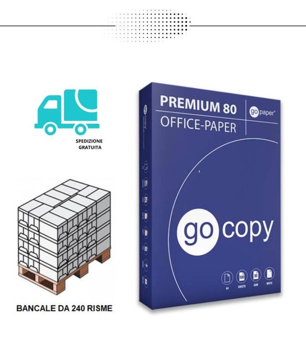 Carta A4 Go Copy  80 gr - 240 risme (€ 2,42 la risma)