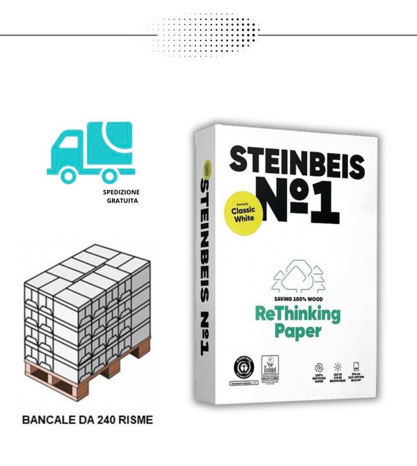 Carta A4 Riciclata Steinbeis 80 gr - 240 risme (€ 2,55 la risma)