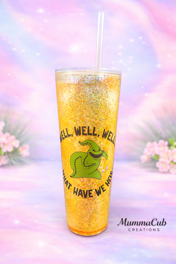24oz Acrylic Tumbler Design 2 (Orange Glitter)