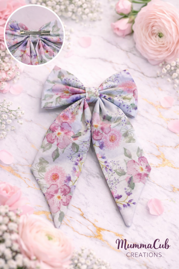 Large Pink/Purple Flower Hair Bow