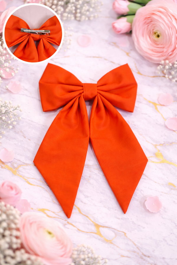 Large Orange Hair Bow