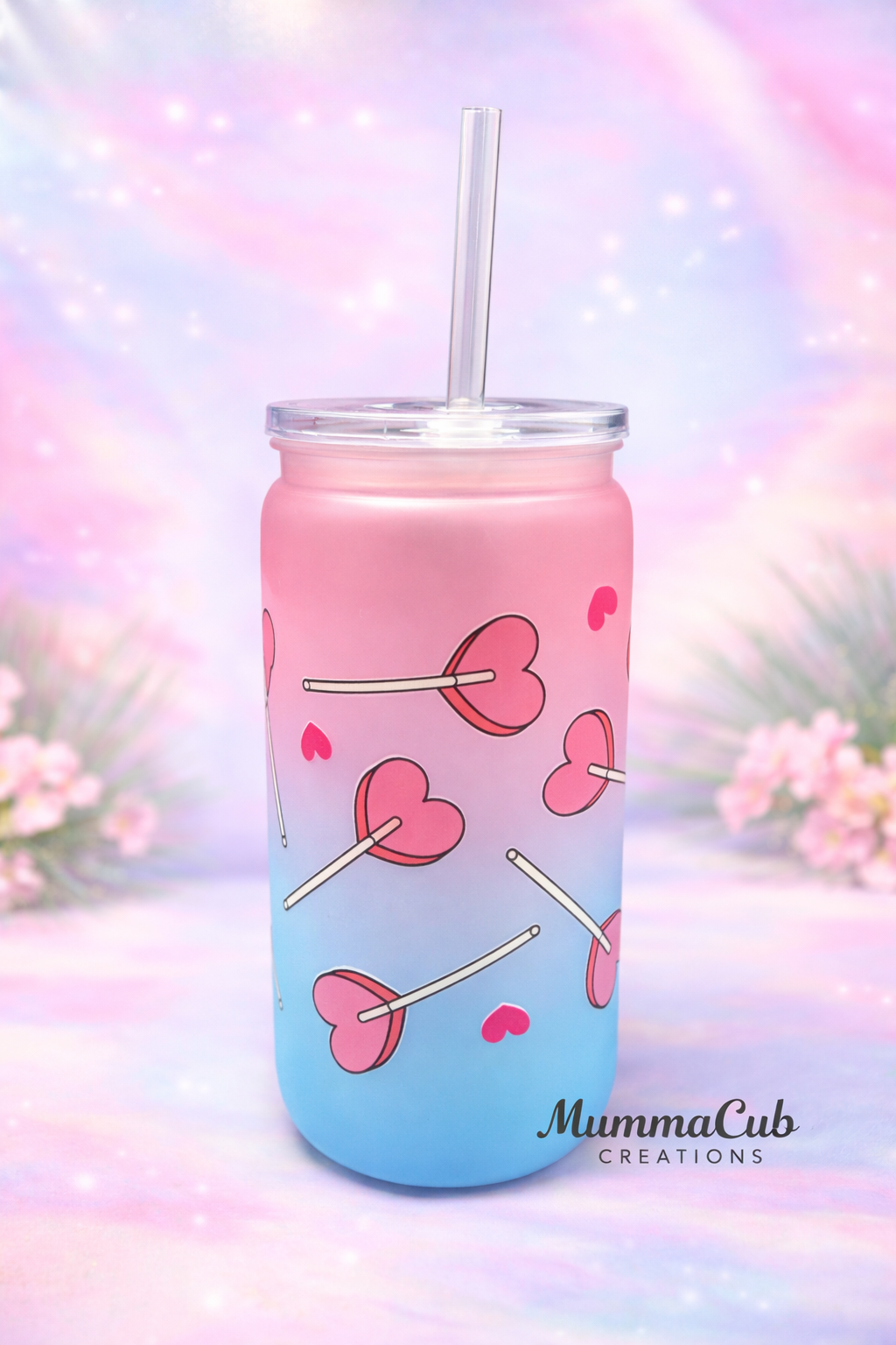 16oz BPA-Free Pink/Blue Ombre' Plastic Tumbler Design 4