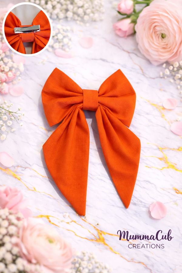 Small Orange Hair Bow